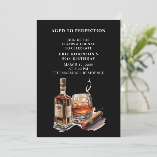 Cigar Birthday Party Einladung (Stehend Vorderseite)