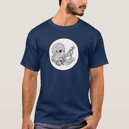 Cigar Box Guitar picking Octopus T-Shirt (Vorderseite)
