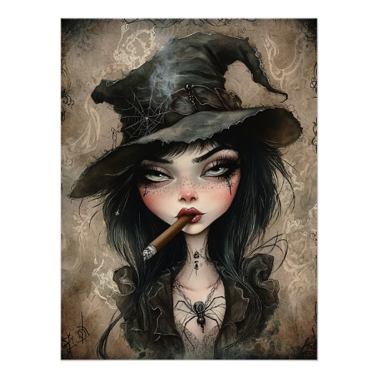 Cigar Hexenbraun Gothic Halloween Art Print Poster (Vorderseite)