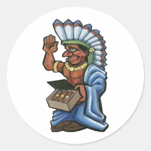 Cigar Indian Runder Aufkleber (Vorderseite)