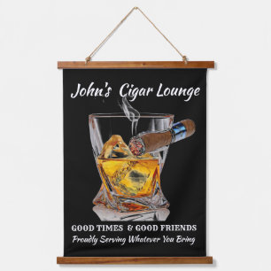 Cigar Lounge Wandteppich Mit Holzrahmen