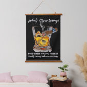 Cigar Lounge Wandteppich Mit Holzrahmen (Schlafzimmer)