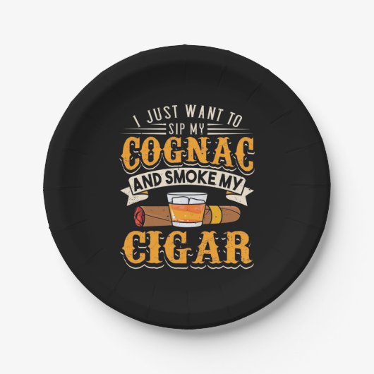 Cigar Lover | Mein Cognac und rauche meinen Zigarr Pappteller (Vorderseite)