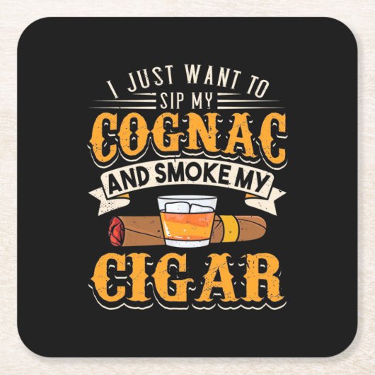 Cigar Lover | Mein Cognac und rauche meinen Zigarr Rechteckiger Pappuntersetzer (Vorderseite)