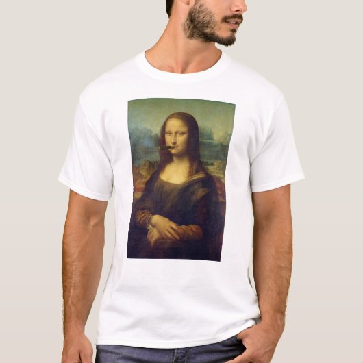 Cigar Lover Smoker Mona Lisa Rauchen Sonnige Kunst T-Shirt (Vorderseite)