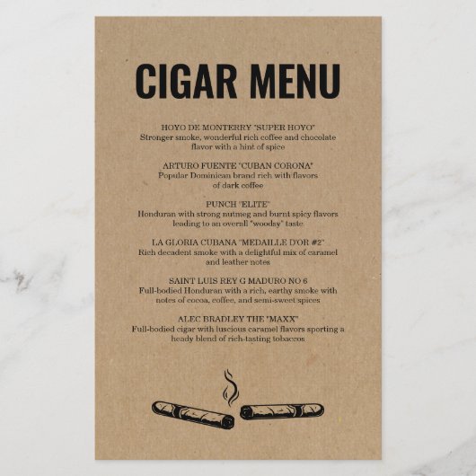 Cigar Menu (Vorderseite)