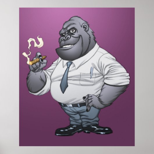 Cigar Rauchen Geschäftsmann Boss Gorilla von Al Ri Poster (Vorne)