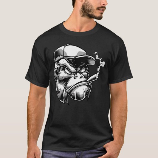 Cigar Rauchen Gorilla Silverback Affen Geschenk T-Shirt (Vorderseite)