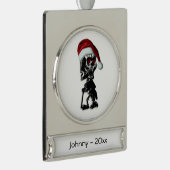Cigar Rauchen Weihnachtsskelett Banner-Ornament Silber (Rechts)