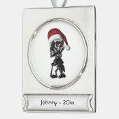 Cigar Rauchen Weihnachtsskelett Banner-Ornament Silber (Links)