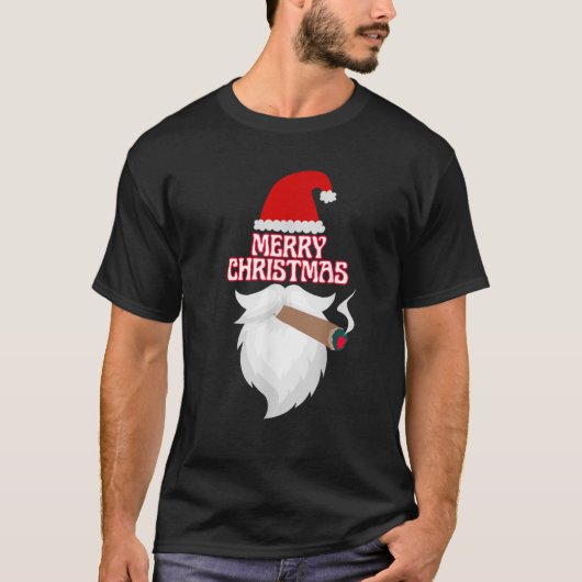 Cigar Santa Merry Weihnachts-Raucher-Urlaub Appare T-Shirt (Vorderseite)