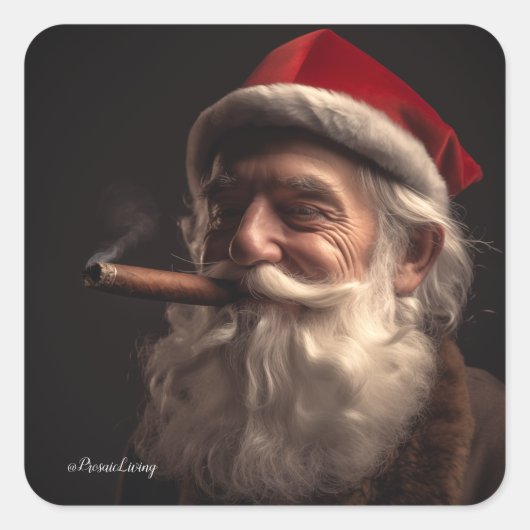 Cigar Santa Quadratischer Aufkleber (Vorderseite)