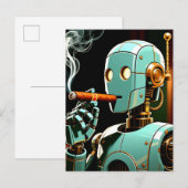 Cigar Smoking Robot Postkarte (Vorne/Hinten)