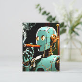 Cigar Smoking Robot Postkarte (Stehend Vorderseite)