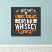 Cigar und Whiskey Quote Canvas Print Leinwanddruck (Insitu (Holzboden))