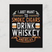 Cigar und Whiskey Quote Postkarte (Vorderseite)