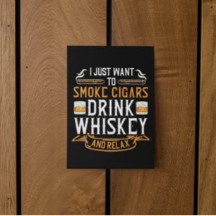 Cigar und Whiskey Quote Postkarte