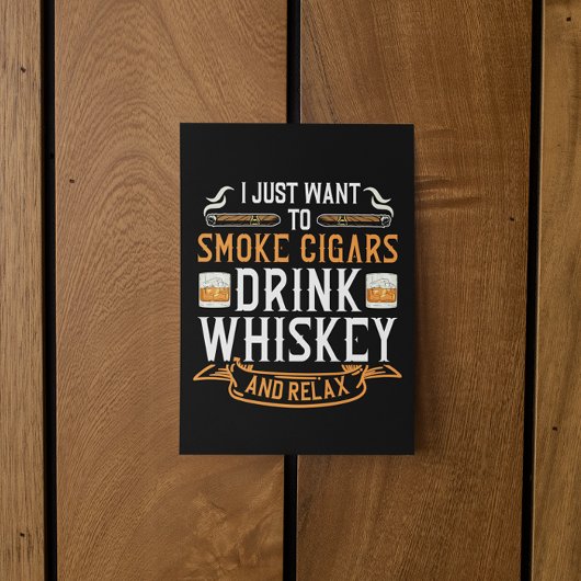 Cigar und Whiskey Quote Postkarte