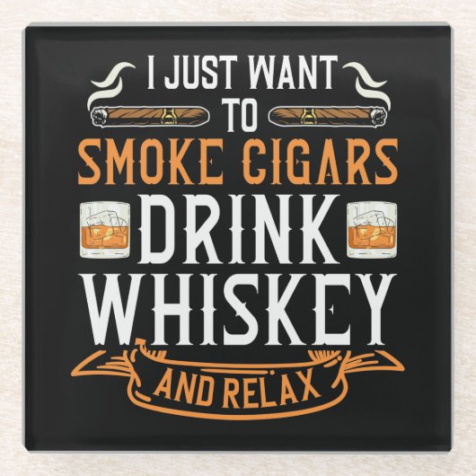Cigar und Whiskey Quote Untersetzer (Vorderseite)
