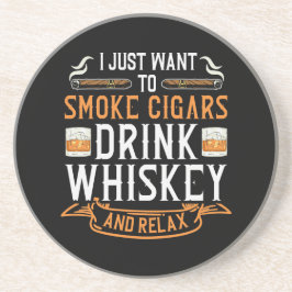 Cigar und Whiskey Zitat Sandstone Untersetzer