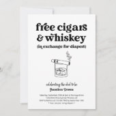Cigar Whiskey Windeln Party Funny Men Vater Dusche Einladung (Vorderseite)