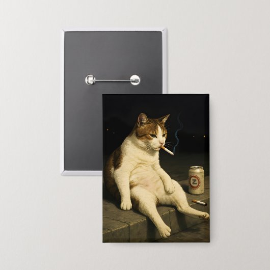 Cigarette Kitten Funny Smoking Cat Gen Z Meme Button (Vorderseite/Rückseite)