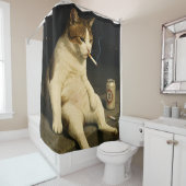 Cigarette Kitten Funny Smoking Cat Gen Z Meme Duschvorhang (Beispiel)