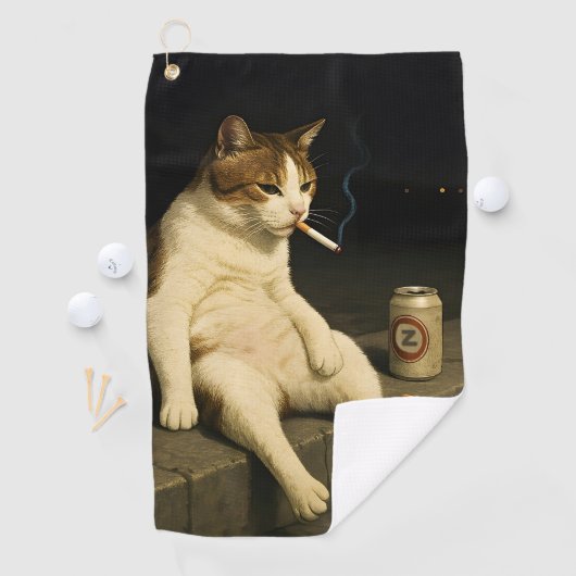 Cigarette Kitten Funny Smoking Cat Gen Z Meme Golfhandtuch (Insitu)