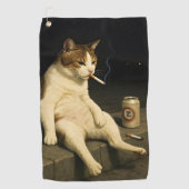 Cigarette Kitten Funny Smoking Cat Gen Z Meme Golfhandtuch (Vorderseite)