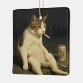 Cigarette Kitten Funny Smoking Cat Gen Z Meme Keramikornament (Links)