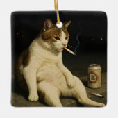 Cigarette Kitten Funny Smoking Cat Gen Z Meme Keramikornament (Vorderseite)