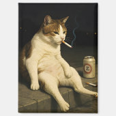 Cigarette Kitten Funny Smoking Cat Gen Z Meme Magnet (Vorderseite)