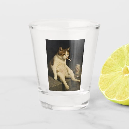 Cigarette Kitten Funny Smoking Cat Gen Z Meme Schnapsglas (Vorderseite)