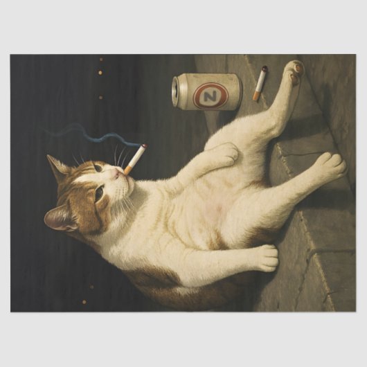 Cigarette Kitten Funny Smoking Cat Gen Z Meme Seidenpapier (Vorderseite)
