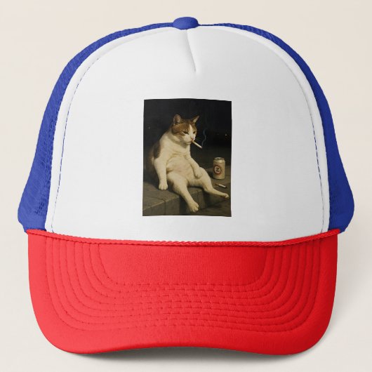 Cigarette Kitten Funny Smoking Cat Gen Z Meme Truckerkappe (Vorderseite)
