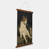 Cigarette Kitten Funny Smoking Cat Gen Z Meme Wandteppich Mit Holzrahmen (Gewinkelt)