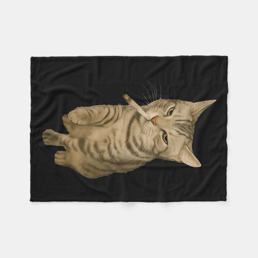 Cigarette Kitten Funny Smoking Cat Meme Stud Gehir Fleecedecke (Vorderseite (Horizontal))