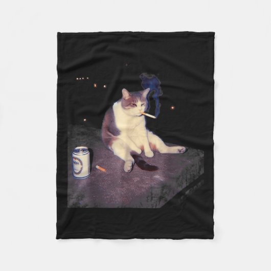 Cigarette Kitten Funny Smoking Cat Meme Stud Gehir Fleecedecke (Vorderseite)