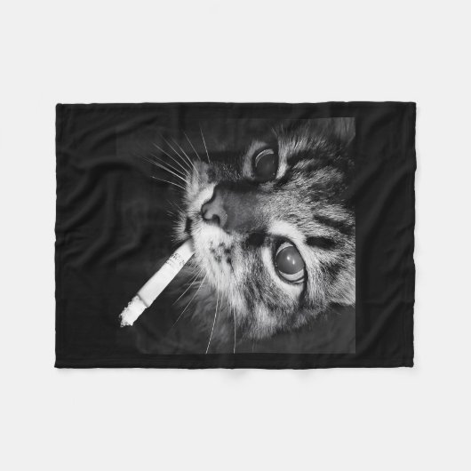 Cigarette Kitten Funny Smoking Cat Meme Stud Gehir Fleecedecke (Vorderseite (Horizontal))