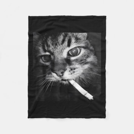 Cigarette Kitten Funny Smoking Cat Meme Stud Gehir Fleecedecke (Vorderseite)