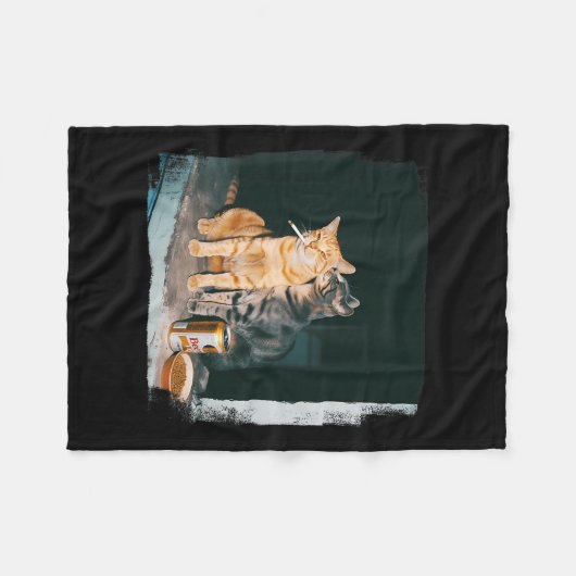 Cigarette Kitten Funny Smoking Cat Meme Stud Gehir Fleecedecke (Vorderseite (Horizontal))
