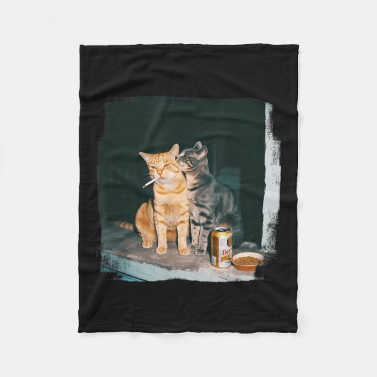 Cigarette Kitten Funny Smoking Cat Meme Stud Gehir Fleecedecke (Vorderseite)