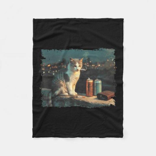 Cigarette Kitten Funny Smoking Cat Meme Stud Gehir Fleecedecke (Vorderseite)