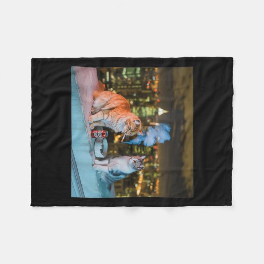 Cigarette Kitten Funny Smoking Cat Meme Stud Gehir Fleecedecke (Vorderseite (Horizontal))
