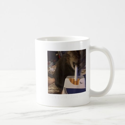 Cigarette Kitten Funny Smoking Cat Meme Stud Gehir Kaffeetasse (Rechts)