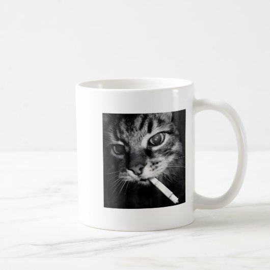 Cigarette Kitten Funny Smoking Cat Meme Stud Gehir Kaffeetasse (Rechts)