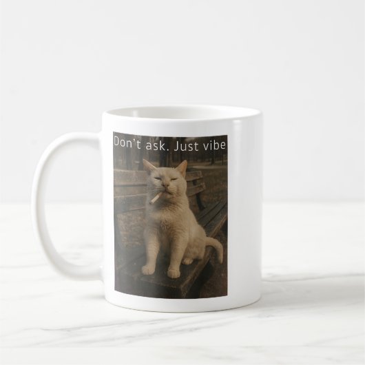 Cigarette Kitten Funny Smoking Cat Meme Stud Gehir Kaffeetasse (Links)