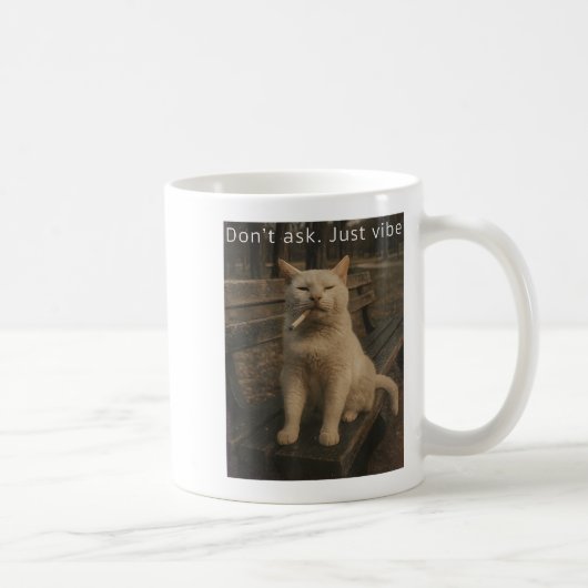 Cigarette Kitten Funny Smoking Cat Meme Stud Gehir Kaffeetasse (Rechts)