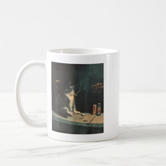Cigarette Kitten Funny Smoking Cat Meme Stud Gehir Kaffeetasse (Links)