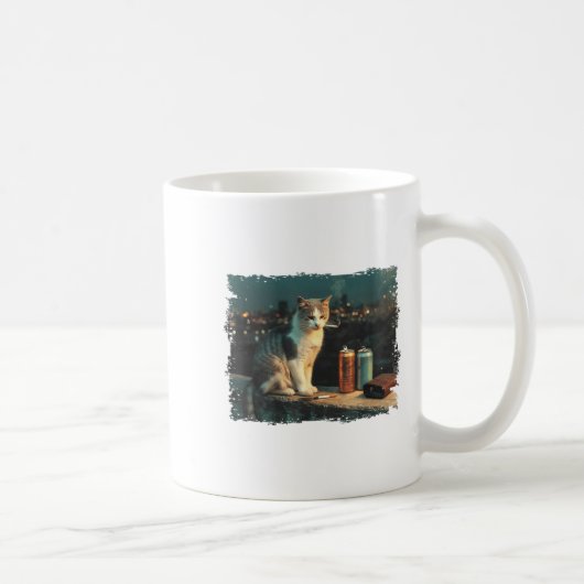 Cigarette Kitten Funny Smoking Cat Meme Stud Gehir Kaffeetasse (Rechts)